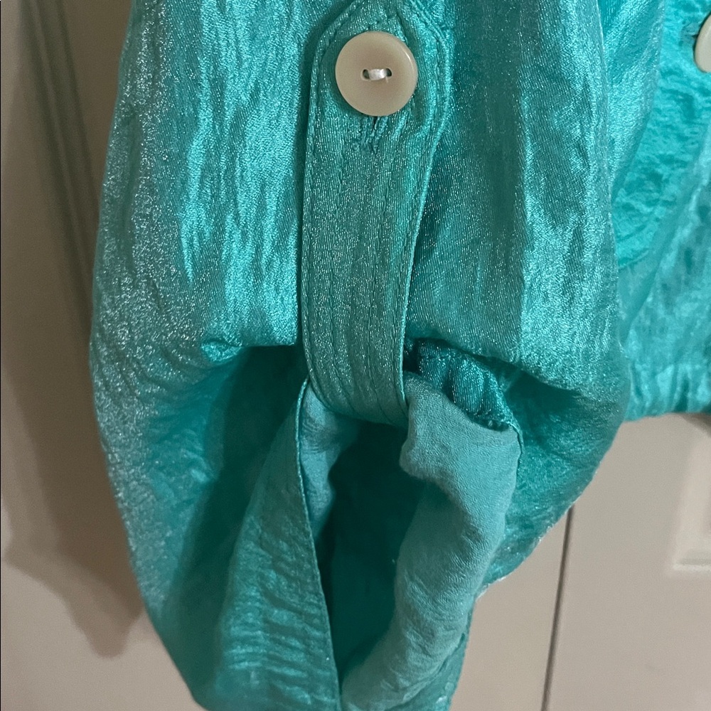berek Turquoise Shimmer Button-Front Jacket - Picture 4 of 5